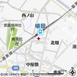 愛知県豊橋市植田町中畑周辺の地図
