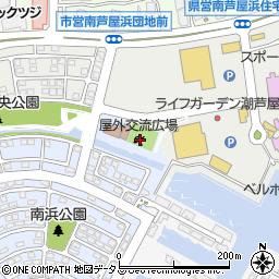 芦屋市立屋外交流広場テニスコート周辺の地図