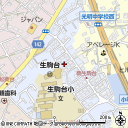奈良県生駒市新生駒台周辺の地図