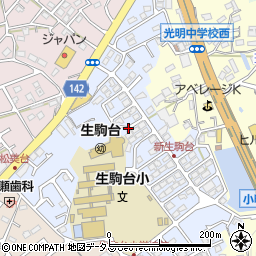 奈良県生駒市新生駒台周辺の地図