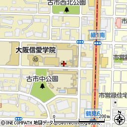 大阪信愛学院大学　本館・大学１号館周辺の地図