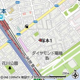 タイムズ塚本駅前第８駐車場周辺の地図