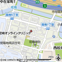 兵庫県尼崎市築地周辺の地図