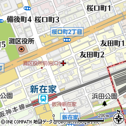 兵庫県神戸市灘区友田町周辺の地図