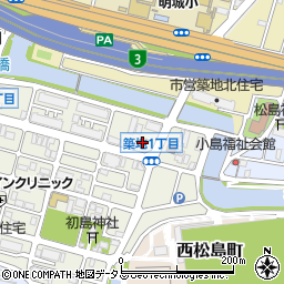 ファミリーマート尼崎築地店周辺の地図