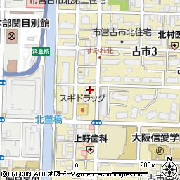 セブンイレブン大阪古市３丁目店周辺の地図