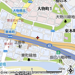 兵庫県尼崎市東本町周辺の地図