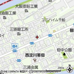阪神電機製作所佃工場周辺の地図