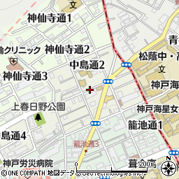兵庫県神戸市中央区中島通周辺の地図