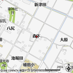 愛知県豊橋市植田町森下周辺の地図