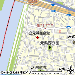 尼崎市立元浜西会館周辺の地図