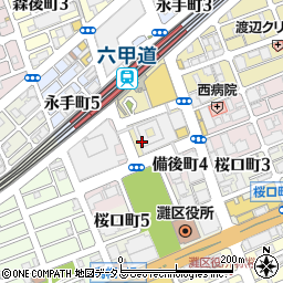 炭と蕎麦　那由多　六甲道店周辺の地図