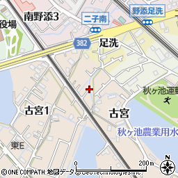 兵庫県加古郡播磨町古宮願満寺周辺の地図