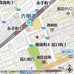 ダイソーウェルブ六甲道店周辺の地図