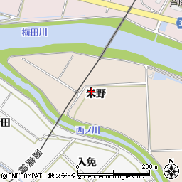 愛知県豊橋市野依町米野周辺の地図