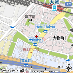 兵庫県尼崎市大物町2丁目周辺の地図