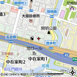 兵庫県尼崎市西本町1丁目周辺の地図