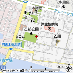 乙部公園トイレ周辺の地図