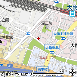 尼崎大物郵便局周辺の地図