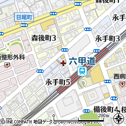 餃子の王将 JR六甲道店周辺の地図