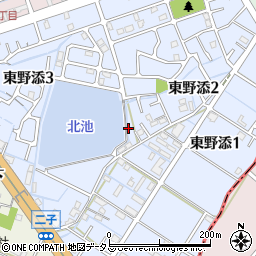 兵庫県加古郡播磨町東野添周辺の地図
