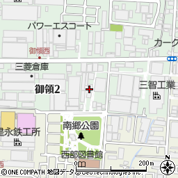 大阪府大東市御領2丁目周辺の地図