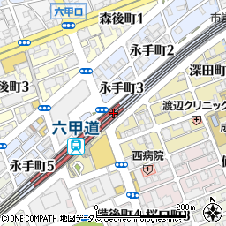 ファミリーマート六甲道駅前店周辺の地図