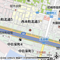 兵庫県尼崎市西本町3丁目39周辺の地図