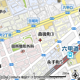 佃真六甲店周辺の地図