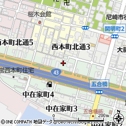兵庫県尼崎市西本町3丁目35周辺の地図