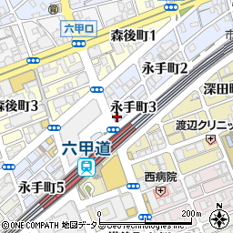 ホワイト急便神戸六甲道駅前店周辺の地図