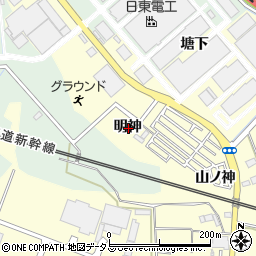 愛知県豊橋市原町明神周辺の地図