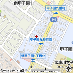 兵庫県西宮市甲子園九番町8周辺の地図
