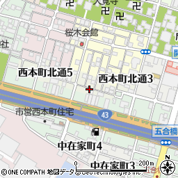 兵庫県尼崎市西本町北通4丁目周辺の地図