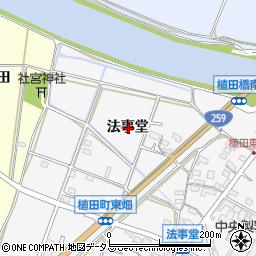 愛知県豊橋市植田町法事堂周辺の地図