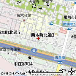 兵庫県尼崎市東桜木町125周辺の地図
