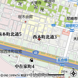 兵庫県尼崎市東桜木町122周辺の地図