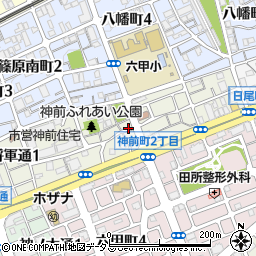 兵庫県神戸市灘区神前町周辺の地図