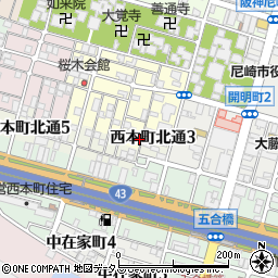 兵庫県尼崎市東桜木町126-1周辺の地図