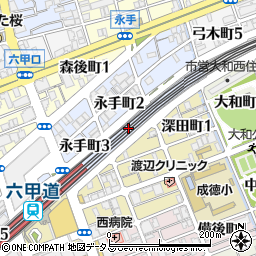 タイムズジャパン六甲道店駐車場周辺の地図