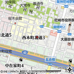 兵庫県尼崎市東桜木町1周辺の地図
