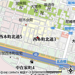 兵庫県尼崎市東桜木町118周辺の地図