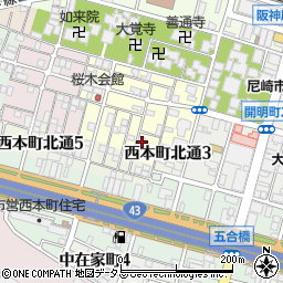 兵庫県尼崎市東桜木町115周辺の地図