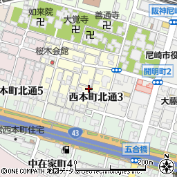 兵庫県尼崎市東桜木町132周辺の地図