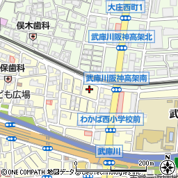タイムズ武庫川駅前駐車場周辺の地図