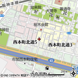 兵庫県尼崎市東桜木町60周辺の地図