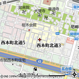 兵庫県尼崎市東桜木町91周辺の地図