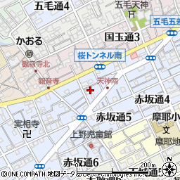 兵庫県神戸市灘区上野通周辺の地図