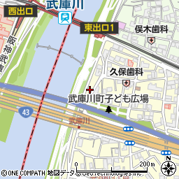 武庫川駅自転車駐車場周辺の地図