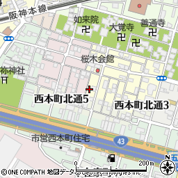 兵庫県尼崎市東桜木町56周辺の地図